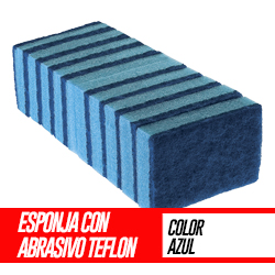 Esponja con Abrasivo Teflon Azul